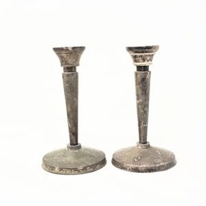 Pottery Barn Pair of distressed Candlesticks 6.5"